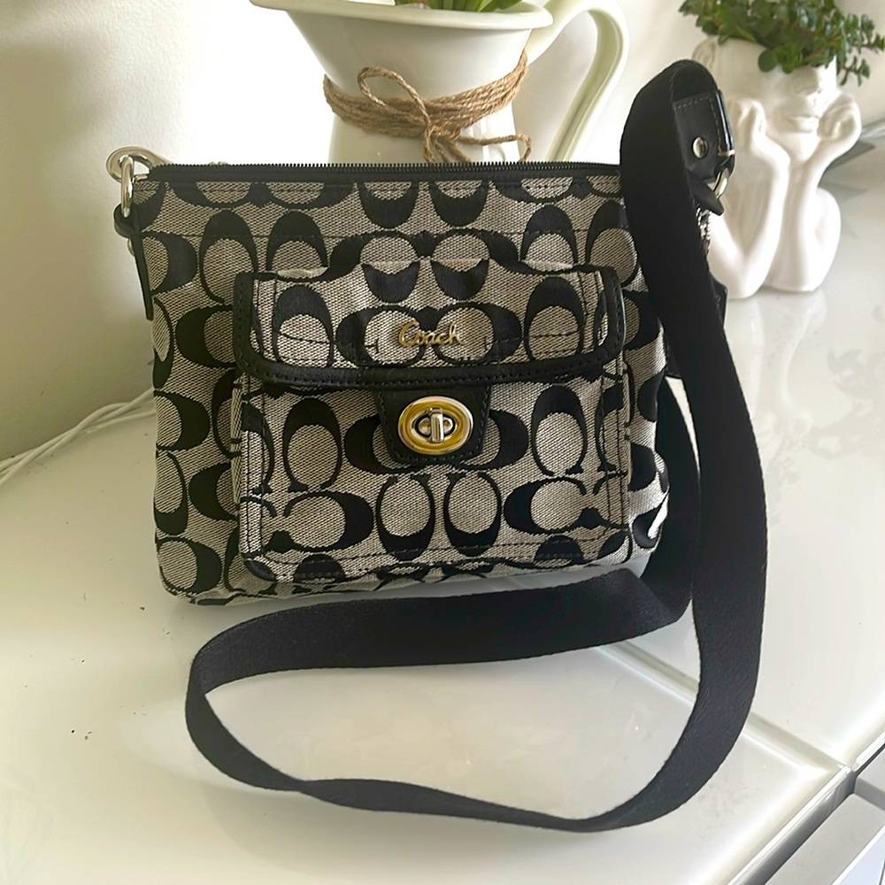 EUC Coach monogram canvas crossbody bag